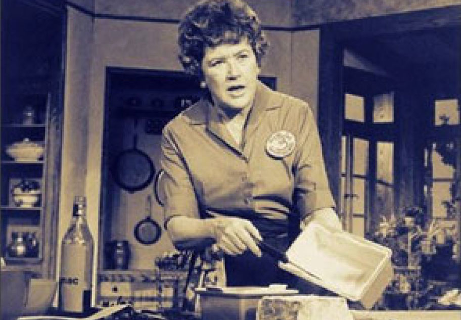 TV chef Julia Child in her TV kitchen.