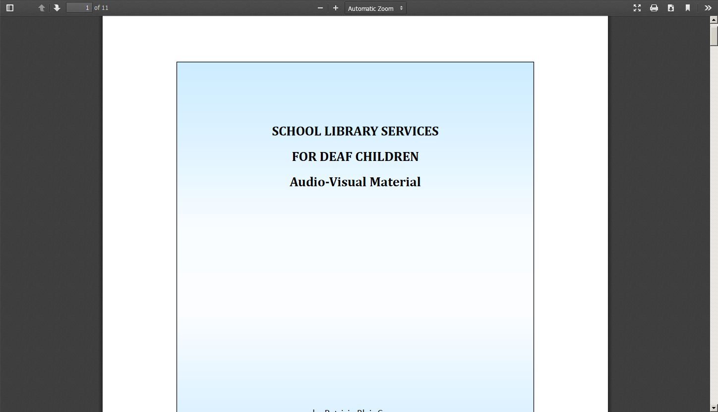 School Library Services for Deaf Children: Audio Visual Material