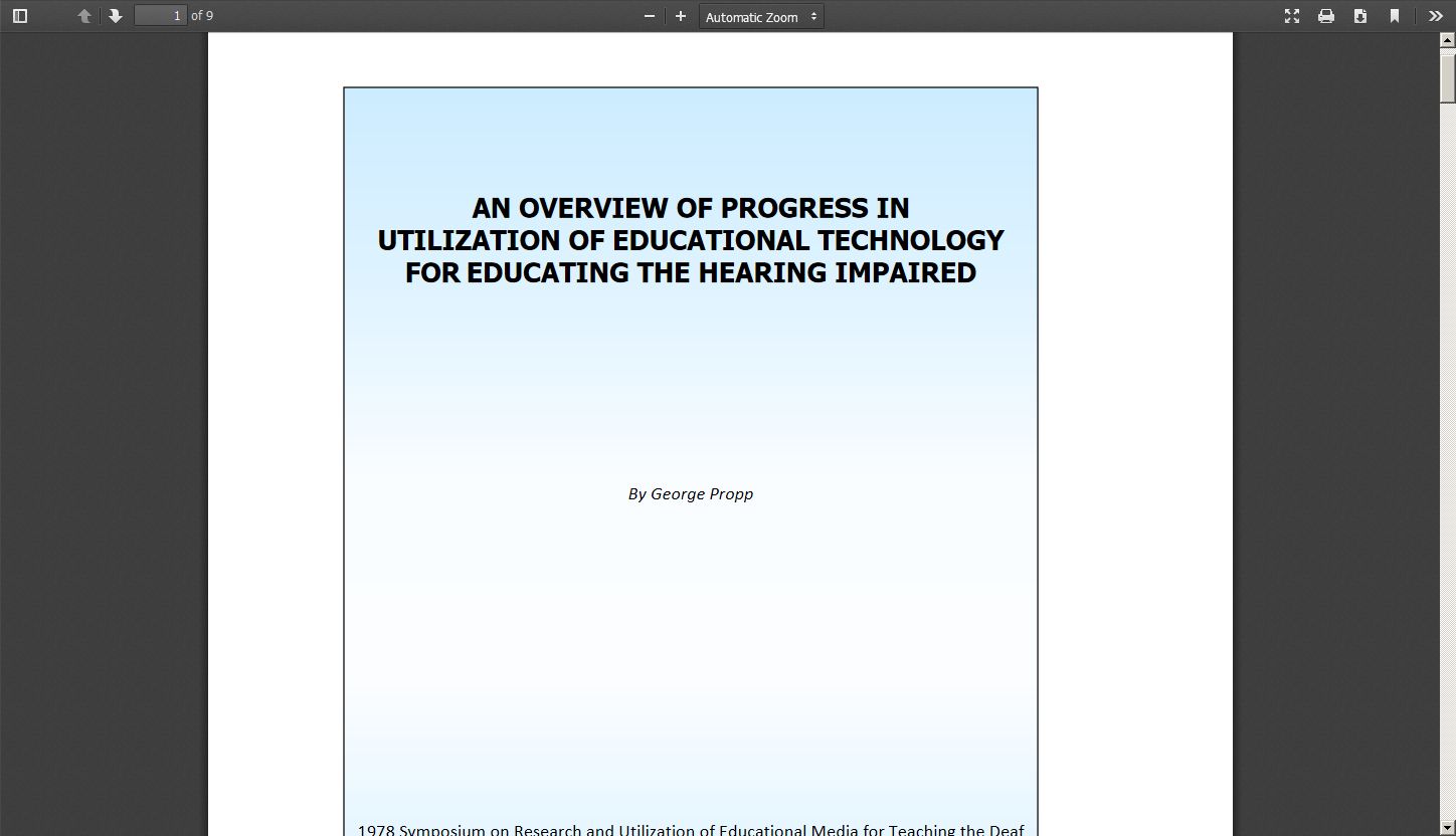 An Overview of Progress in Utilization of Educational Technology for Educating the Hearing Impaired
