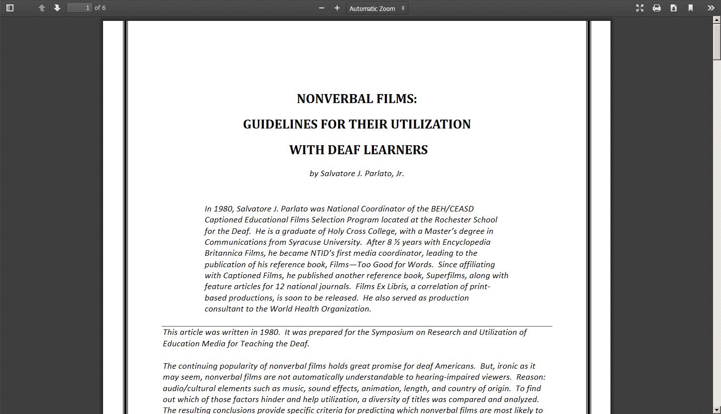 Nonverbal Films: Guidelines for Their Utilization with Deaf Learners