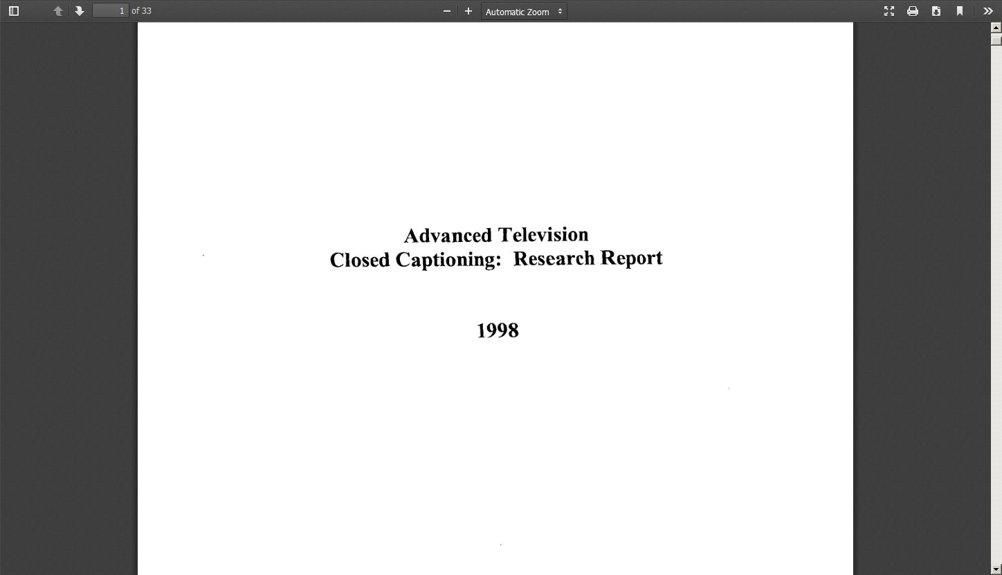 Advanced Television Closed Captioning Research Report