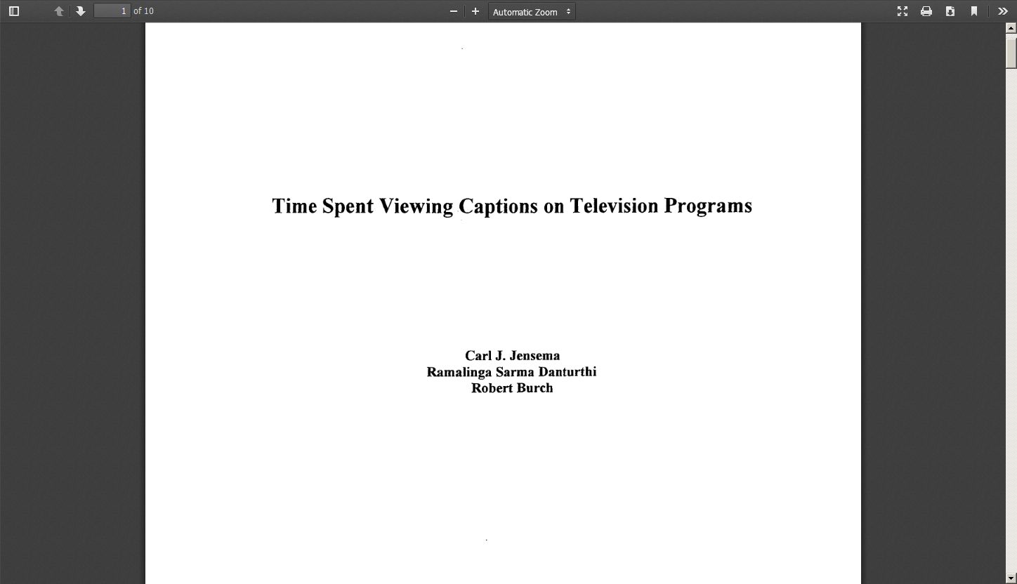 Time Spent Viewing Captions on Television Programs