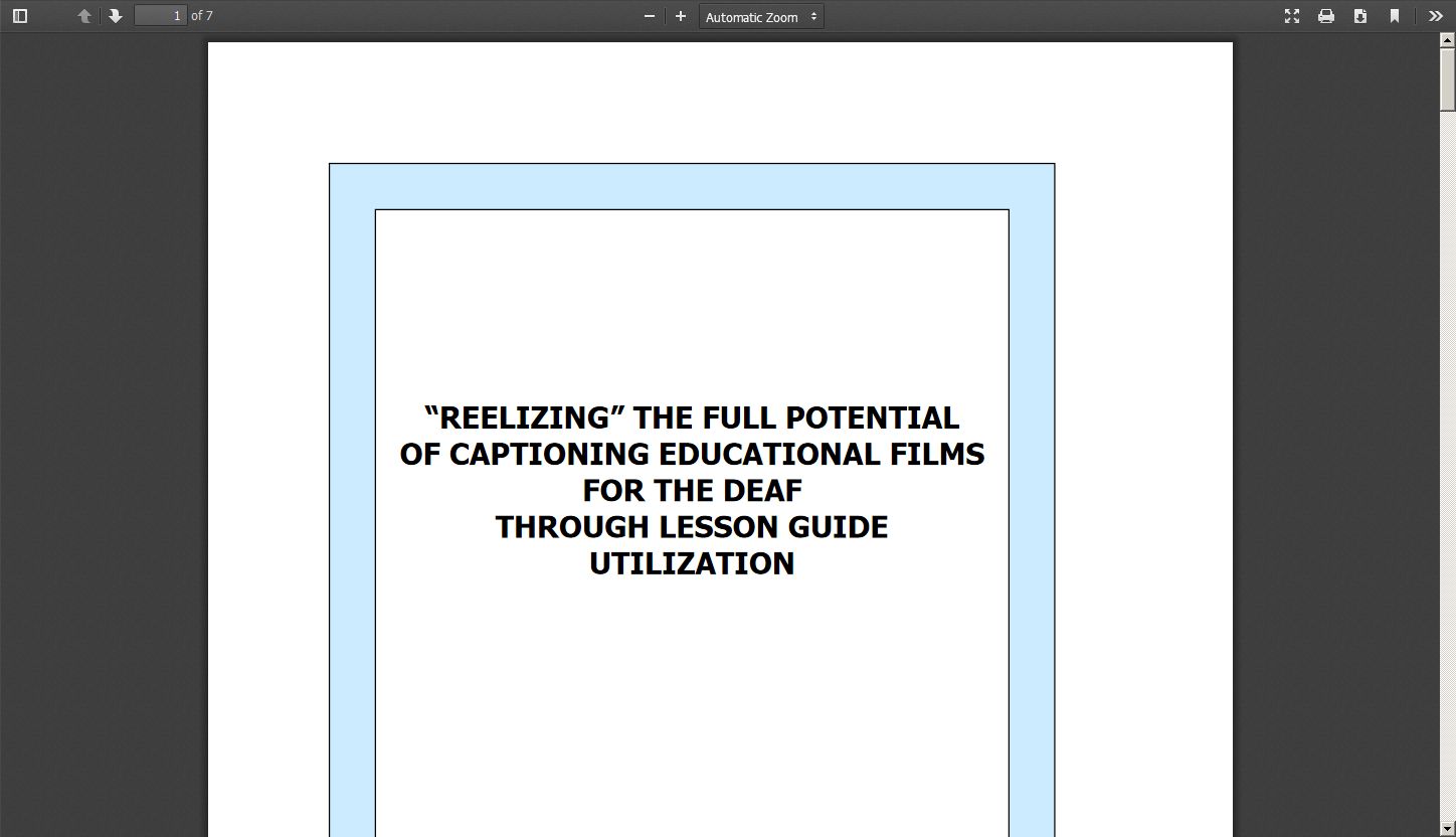 Reelizing the Full Potential of Captioning Educational Films for the Deaf Through Lesson Guide Utilization