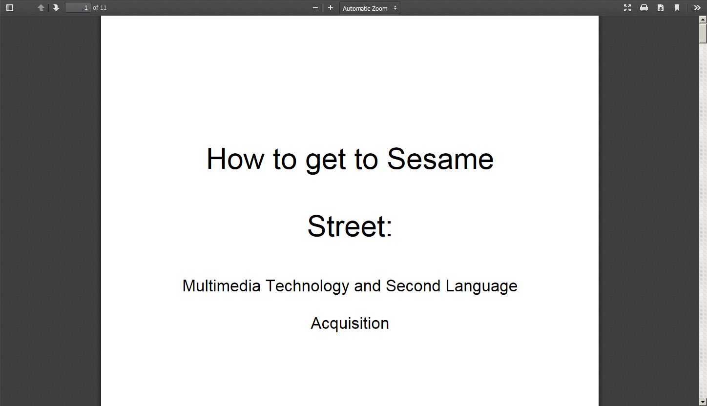 How to get to Sesame Street: Multimedia Technology and Second Language Acquisition