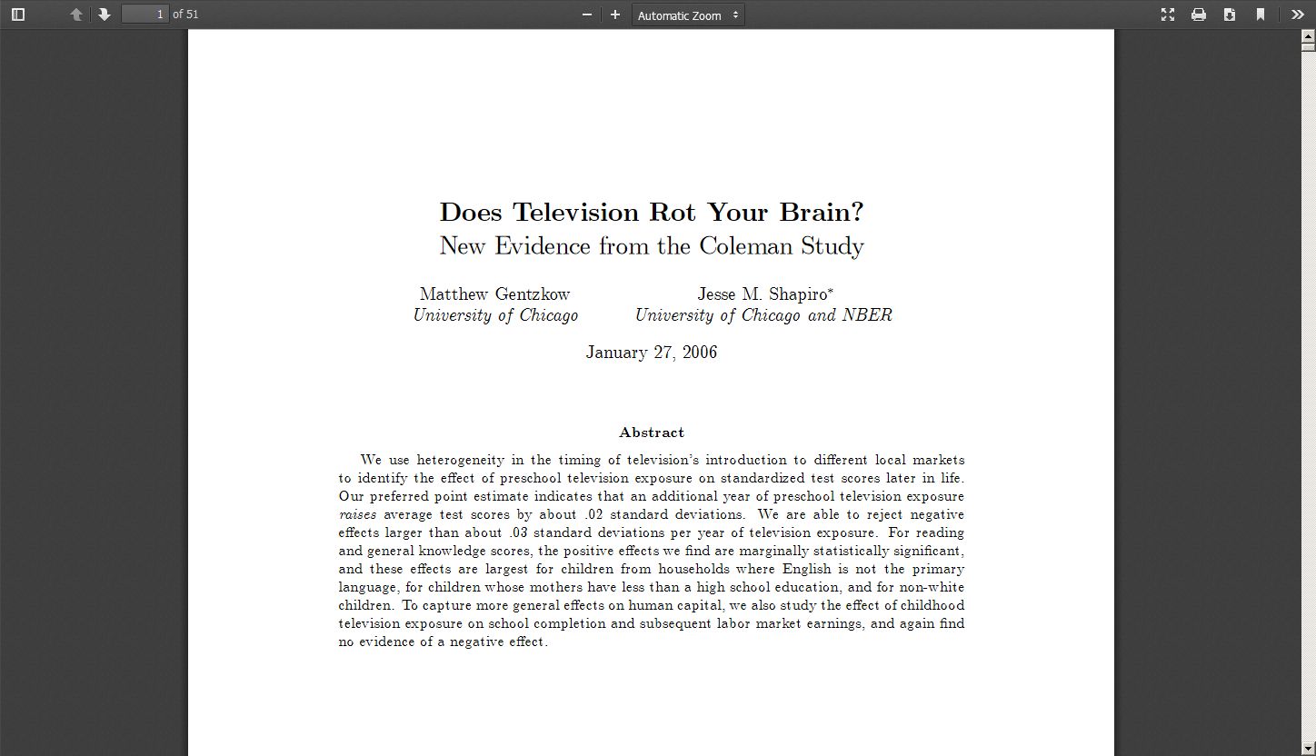 Does Television Rot Your Brain? New Evidence from the Coleman Study