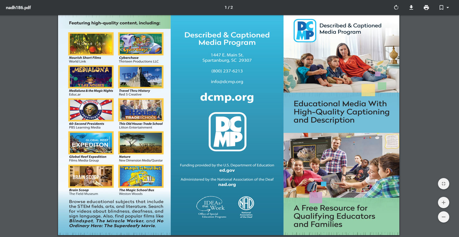 Described and Captioned Media Program Low Vision Brochure