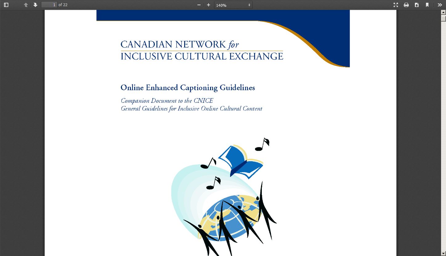 Canadian Network for Inclusive Cultural Exchange: Online Enhanced Captioning Guidelines