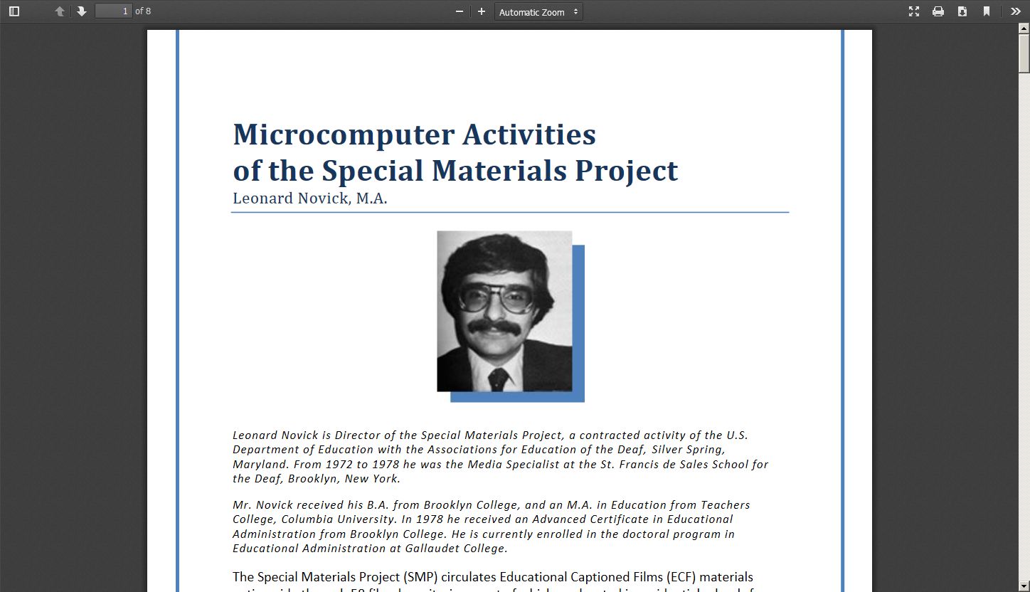 Microcomputer Activities of the Special Materials Project