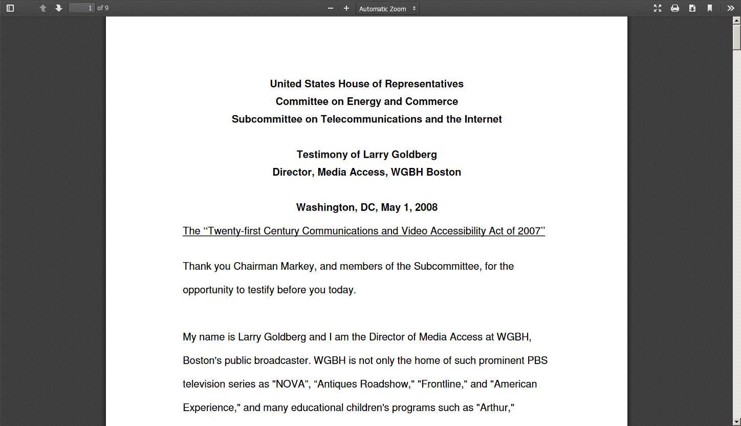 Subcommittee on Telecommunications and the Internet 2008