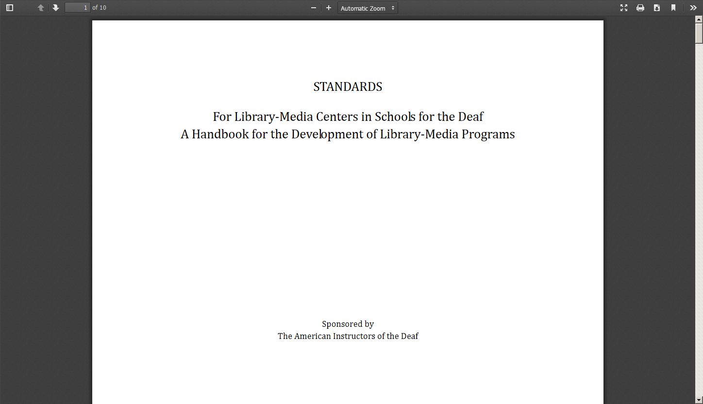Standards for Library Media Centers in Schools for the Deaf: A Handbook for the Development of Library Media Programs