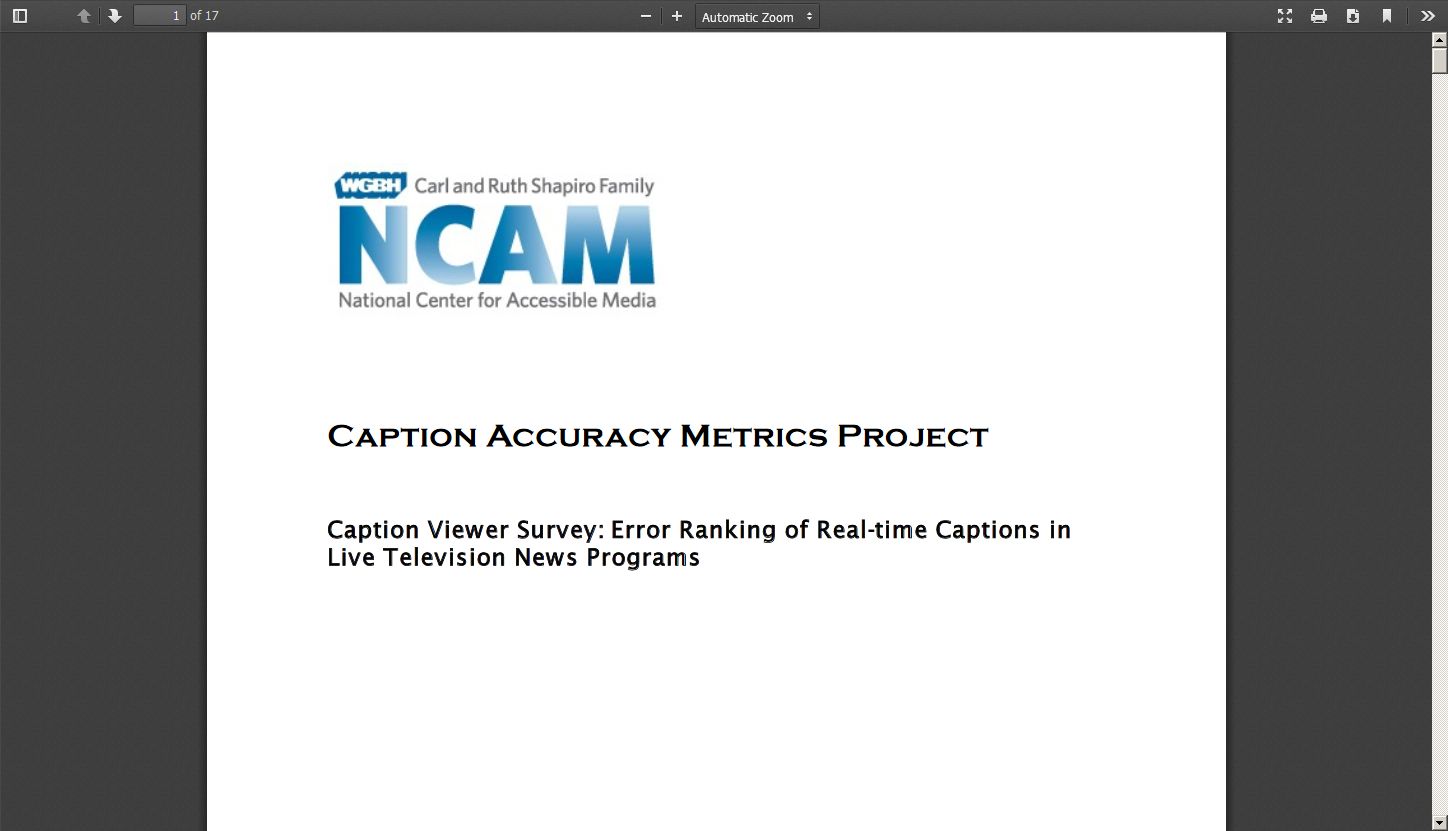 Caption Viewer Survey: Error Ranking of Real Time Captions in Live Television News