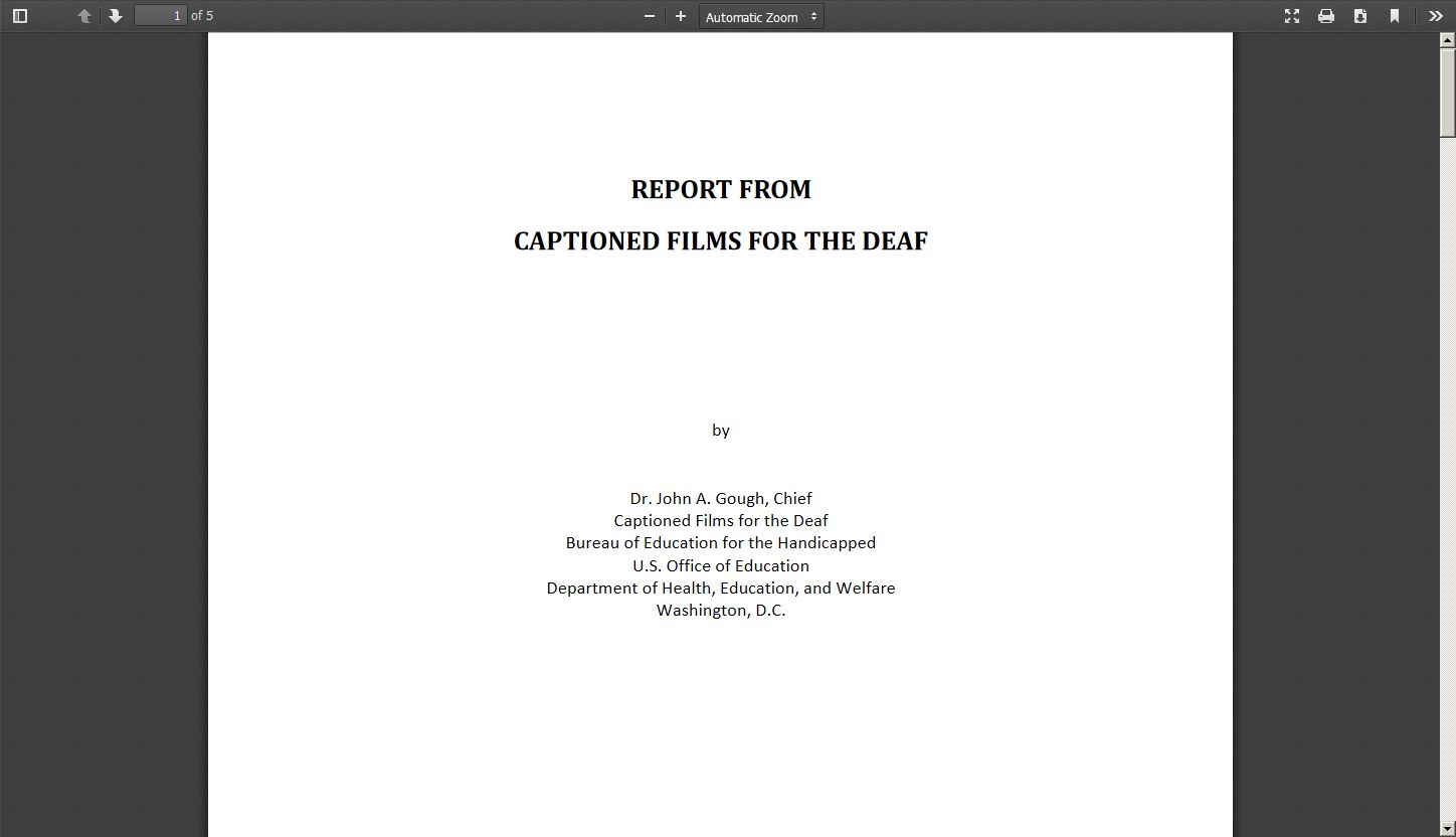 Report from Captioned Films for the Deaf