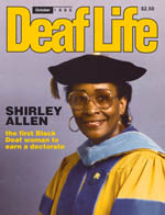 Dr. Shirley Allen on cover of Deaf Life magazine.