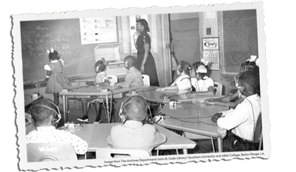 Vintage classroom photo of Louisiana School for the Black Deaf and Blind