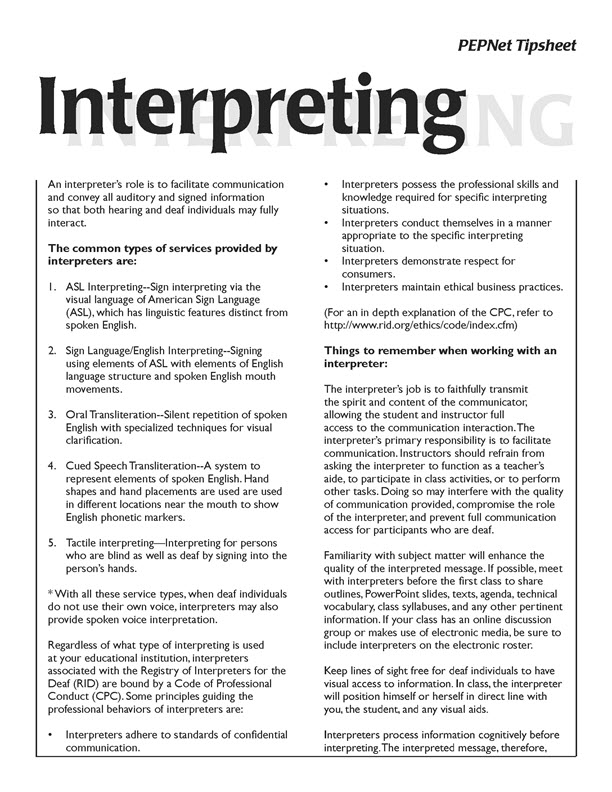 Tipsheet: Interpreting