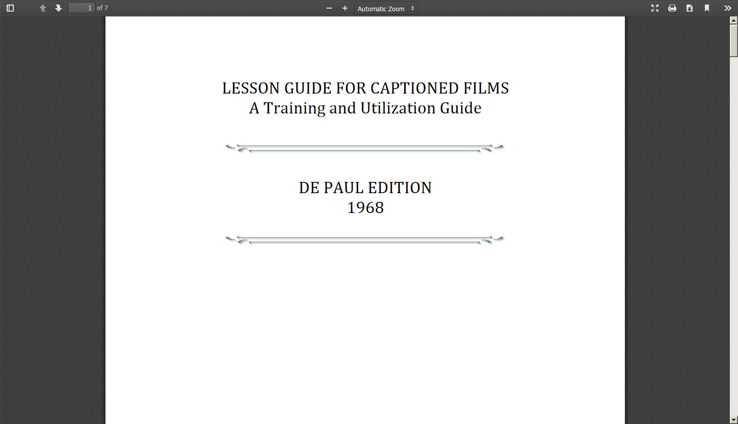 Lesson Guide for Captioned Films: A Training and Utilization Guide