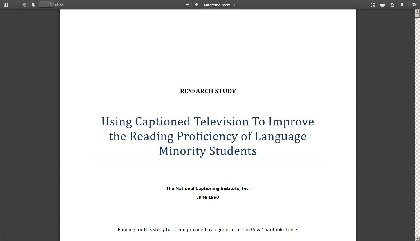 Using Captioned Television to Improve the Reading Proficiency of Language Minority Students