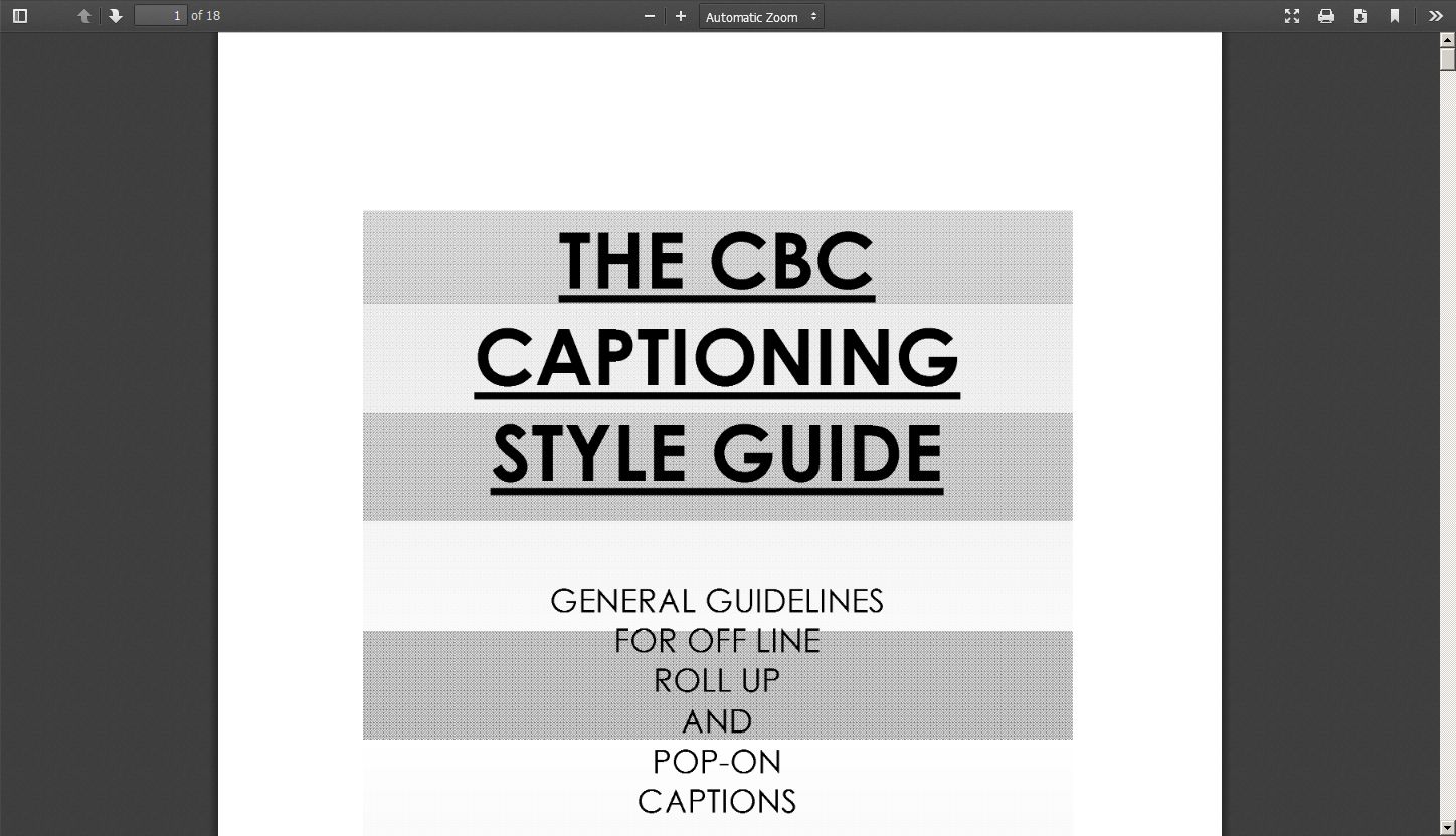 The CBC Captioning Style Guide, 2003
